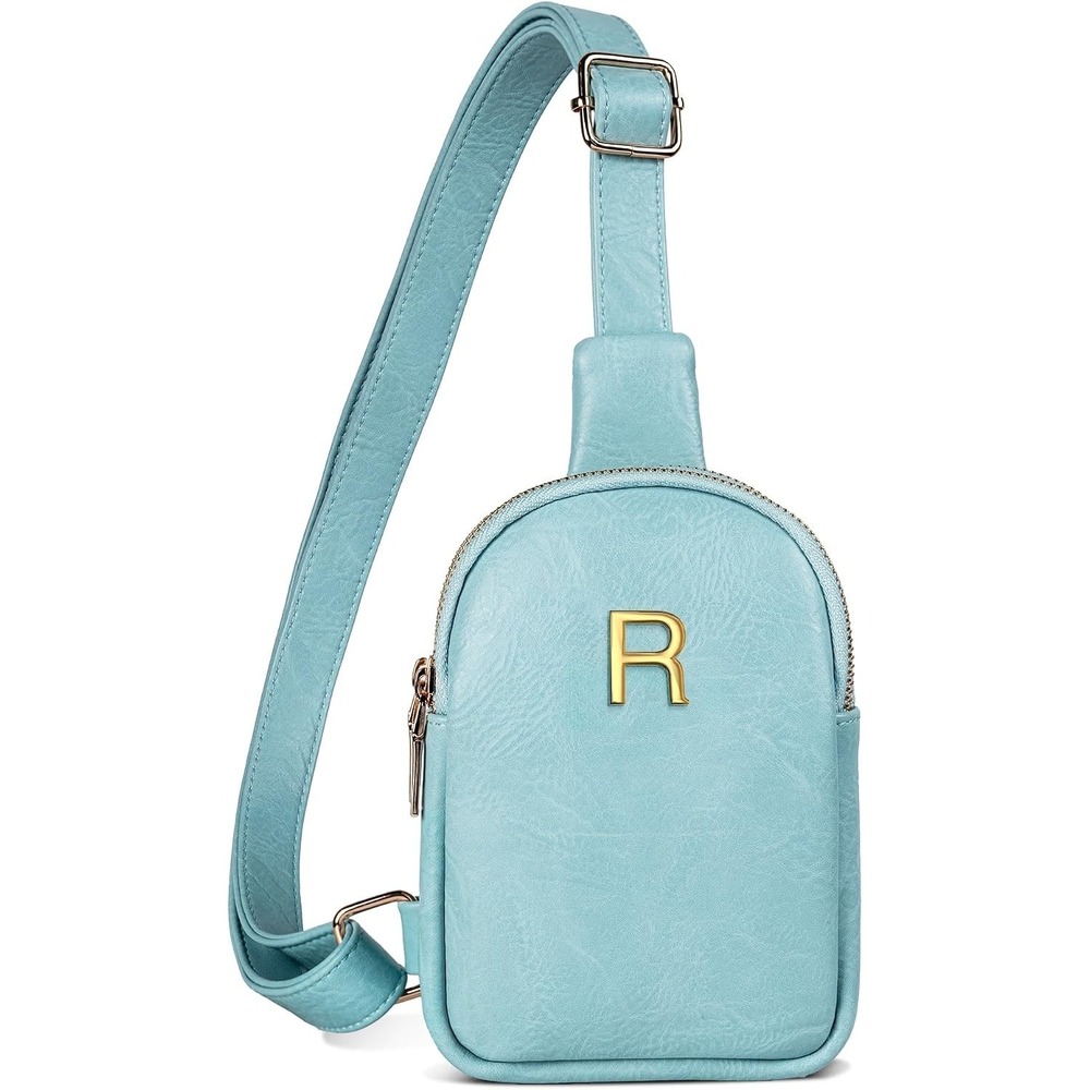 R Small Crossbody Sling Bag Purse Pastel Blue Turquoise Preppy Soft VSCO Girl